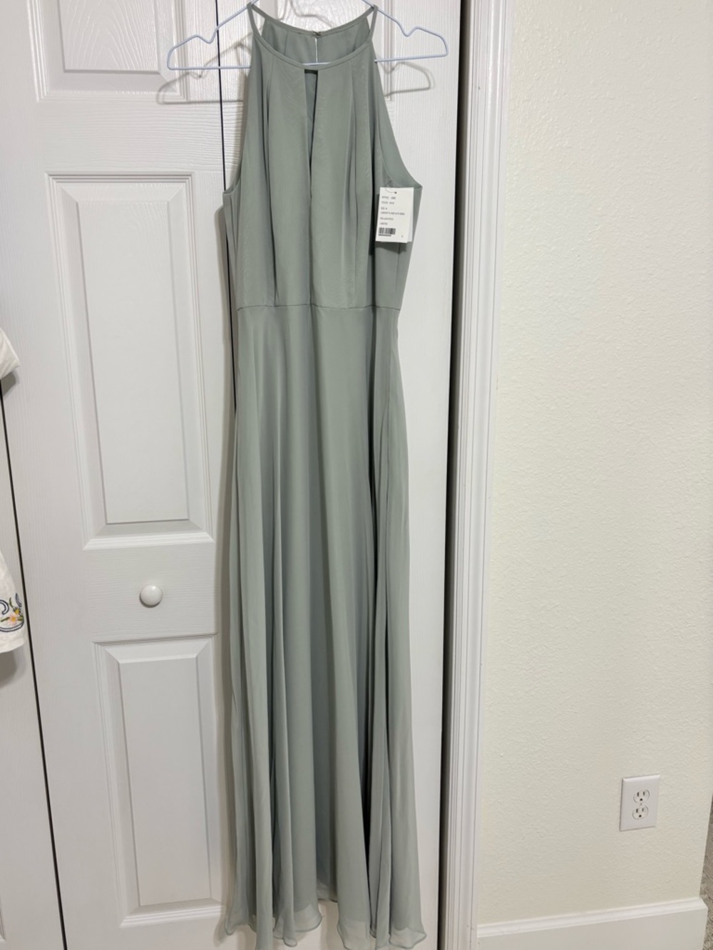 After Six Sleeveless Halter Maxi Dress in Sage Green